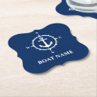 Your Boat Name Compass Anchor Blue Round