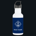 Your Boat Name Compass Anchor Blue White 532 Ml Water Bottle<br><div class="desc">Your Boat Name Compass Anchor Blue White Water Bottle</div>