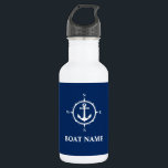 Your Boat Name Compass Anchor Blue White 532 Ml Water Bottle<br><div class="desc">Your Boat Name Compass Anchor Blue White Water Bottle</div>
