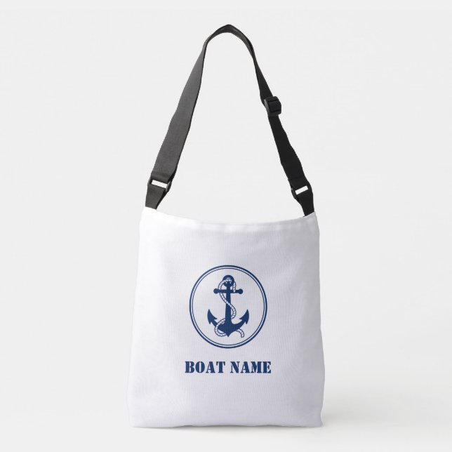 Your Boat Name Cross Body Tote Rope & Anchor (Front)