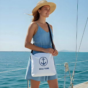 Your Boat Name Cross Body Tote Sea Anchor