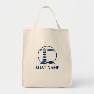 Your Boat Name Lighthouse Eco-Friendly Grocery Tote Bag