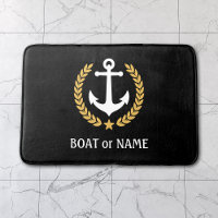 Your Boat Name Nautical Anchor Gold Laurel Black