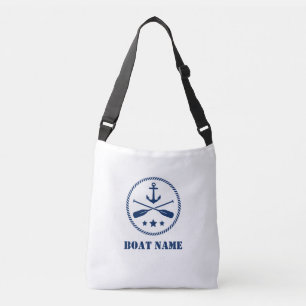 Your Boat Name Nautical Anchor & Oars Crossbody Bag