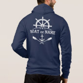 Your Boat Name Nautical Anchor Oars Helm Stars Hoodie (Back)
