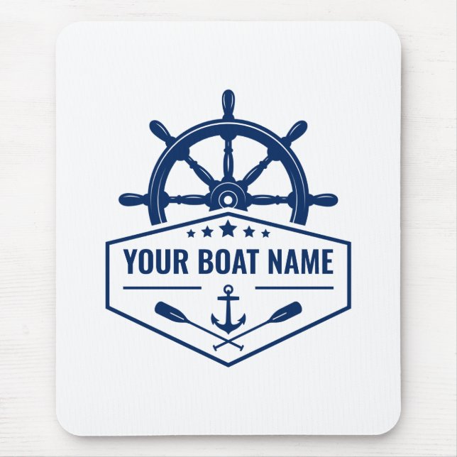 Your Boat Name Nautical Anchor Oars Helm Wheel Mouse Mat (Front)
