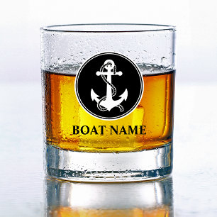 Your Boat Name Nautical Anchor & Rope Whiskey Glass