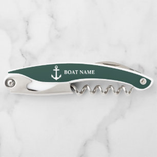 Your Boat Name Nautical Anchor Sea Green Corkscrew