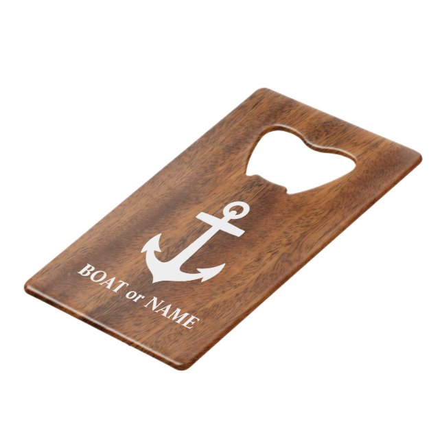 Your Boat Name Nautical Classic Anchor Wood Style  (Front Angled)