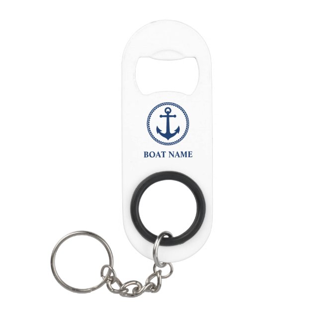 Your Boat Name Nautical Sea Anchor Blue white (Front)