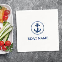 Your Boat Name Navy Blue Rope & Anchor