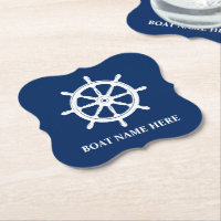 Your Boat Name or Text Ships Wheel Helm Blue
