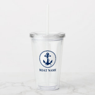 Your Boat Name Rope & Anchor Acrylic Tumbler