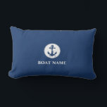 Your Boat Name Rope & Anchor Blue Lumbar Cushion<br><div class="desc">Your Boat Name Rope & Anchor Navy Blue Lumbar Pillow Cushion.</div>