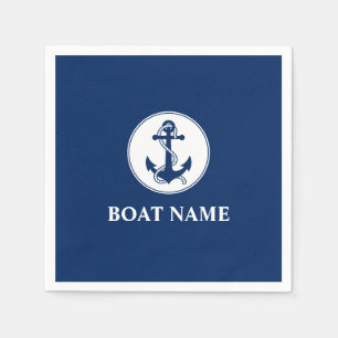 Your Boat Name Rope & Anchor Blue Napkin