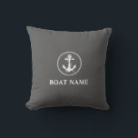 Your Boat Name Rope & Anchor Grey Cushion<br><div class="desc">Your Boat Name Rope & Anchor Grey Throw Pillow Cushion.</div>