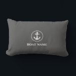 Your Boat Name Rope & Anchor Grey Lumbar Cushion<br><div class="desc">Your Boat Name Rope & Anchor Grey Lumbar Pillow Cushion.</div>