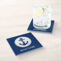 Your Boat Name Rope &amp; Anchor Premium Coaster