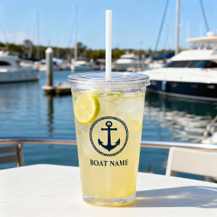 Your Boat Name Sea Anchor Blue Acrylic Tumbler