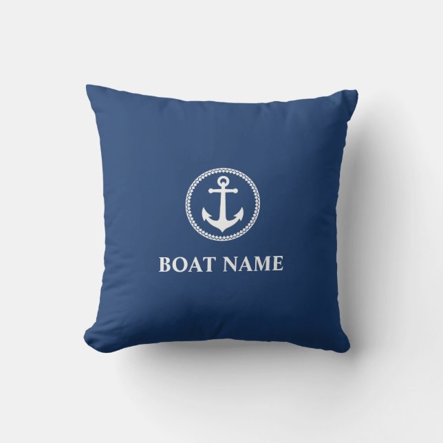 Your Boat Name Sea Anchor Blue Cushion (Front)