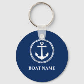 Your Boat Name Sea Anchor Blue Key Ring (Front)