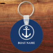Your Boat Name Sea Anchor Blue Key Ring (Front)
