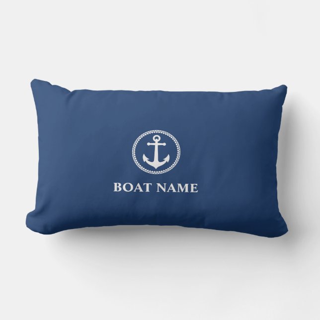 Your Boat Name Sea Anchor Blue Lumbar Cushion (Front)