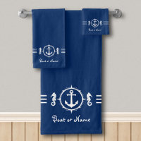 Your Boat Name Seahorse Anchor Bath Towel Set sh0d