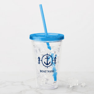 Your Boat Name Seahorse Anchor Blue Acrylic Tumbler