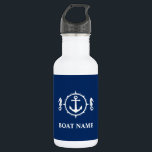 Your Boat Name Seahorse Anchor Blue White 532 Ml Water Bottle<br><div class="desc">Your Boat Name Seahorse Anchor Blue White Water Bottle</div>