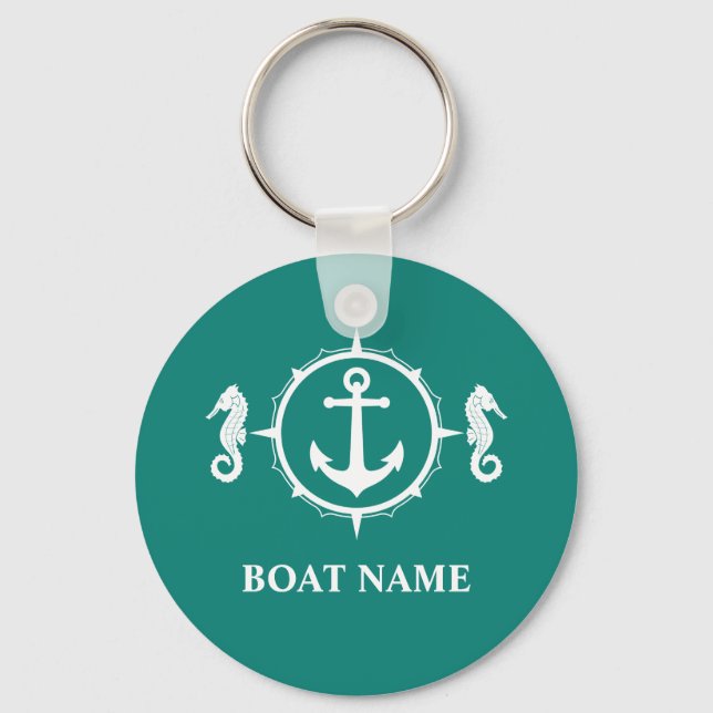 Your Boat Name Seahorse Anchor sh00a Key Ring (Front)