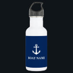 Your Boat Name Vintage Anchor Blue White 532 Ml Water Bottle<br><div class="desc">Your Boat Name Vintage Anchor Blue White Water Bottle</div>