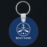 Your Boat Name with Anchor & Oars Key Ring<br><div class="desc">Nautical Your Boat Name Anchor & Oars Blue Keychain.</div>
