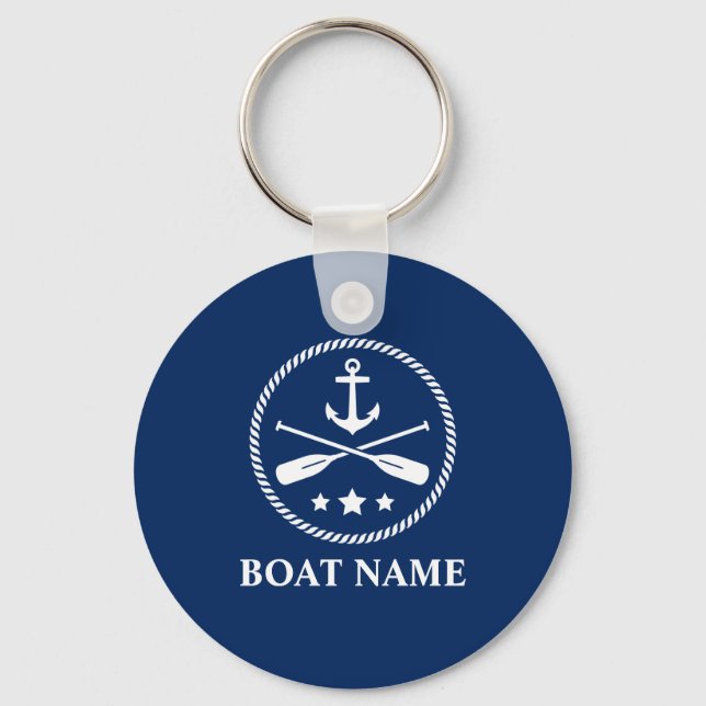 Your Boat Name with Anchor & Oars Key Ring (Front)