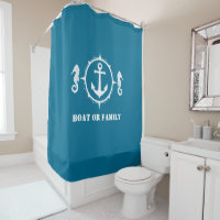 Your Boat or Family Name Seahorse Anchor Aqua Blue