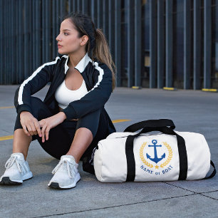 Your Boat or Name Anchor Gold Laurel Leaves Star Duffle Bag