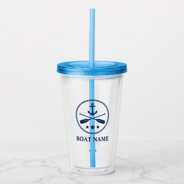 Your Boat or Name Anchor & Oars - Paddles Acrylic Tumbler (Front)