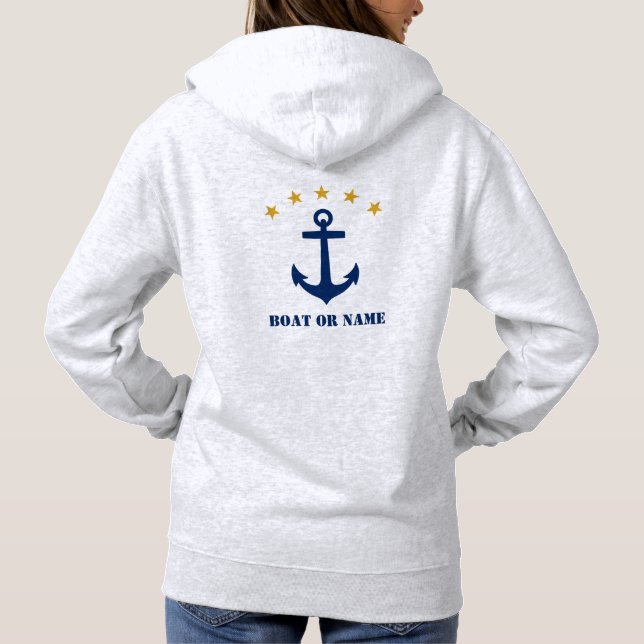 Your Boat or Name Classic Anchor Navy Gold Stars Hoodie (Back)