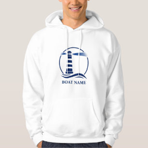 Your Boat or Name  in Navy Nautical Lighthouse Hoodie