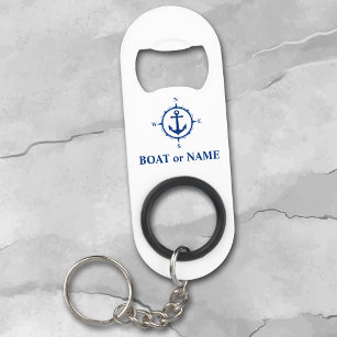 Your Boat or Name Nautical Compass Anchor White
