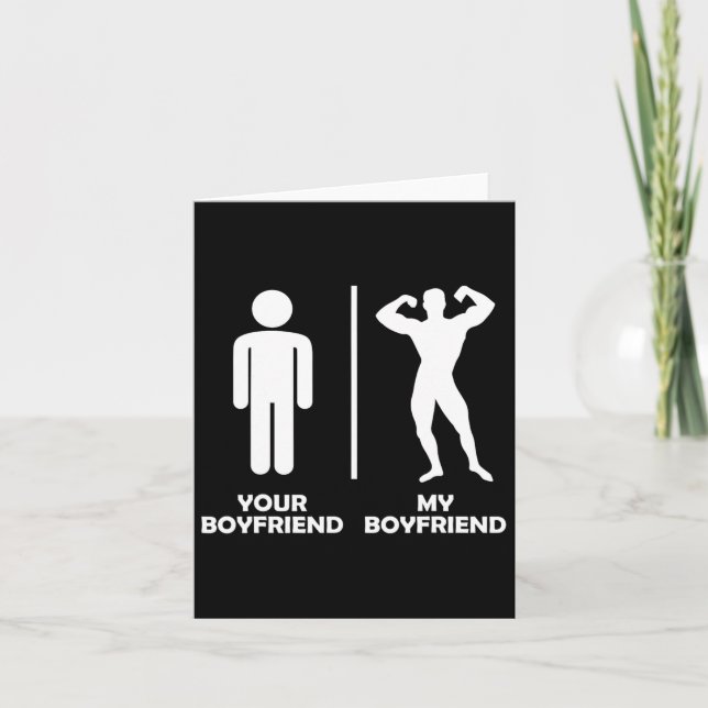 Your Boyfriend Vs My Funny Bodybuilding Gym Design Card (Front)