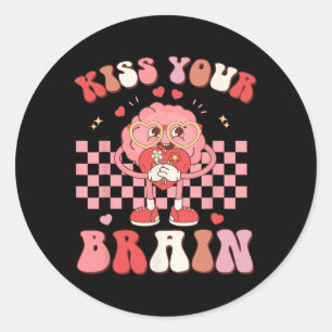 Your Brain Valentines Test Day Teacher Squad Kids Classic Round Sticker