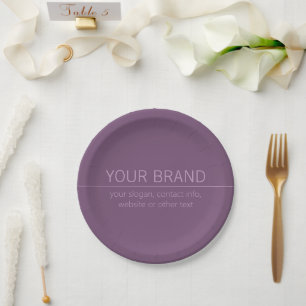 Your Brand or Business Name Modern Purple Mauve  Paper Plate