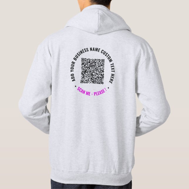 Your Branded Business Hoodie with QR Code and Text (Back)