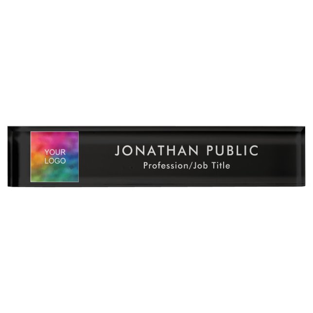 Your Business Company Logo Here Elegant Modern Nameplate (Front)