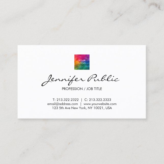 Your Business Company Logo Here Professional Business Card (Front)