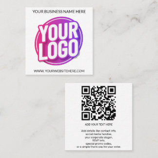 Your Business Company Team Logo and QR Code & Text Square Business Card
