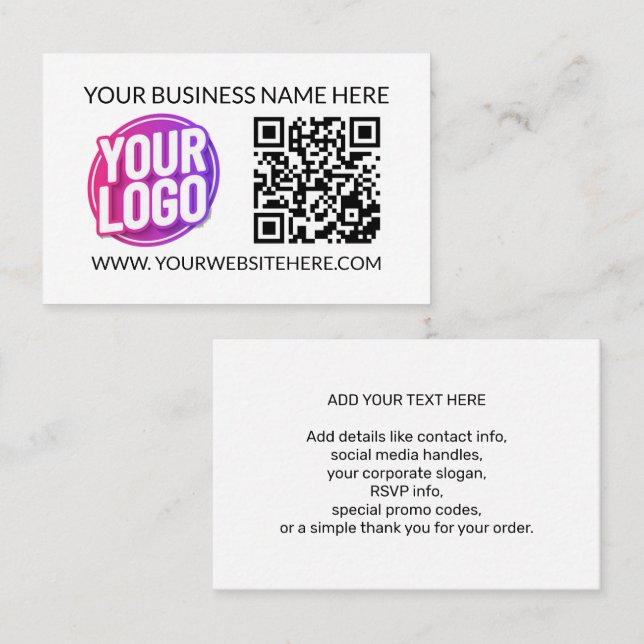 Your Business Company Team Logo & QR Code & Text Business Card (Front/Back)