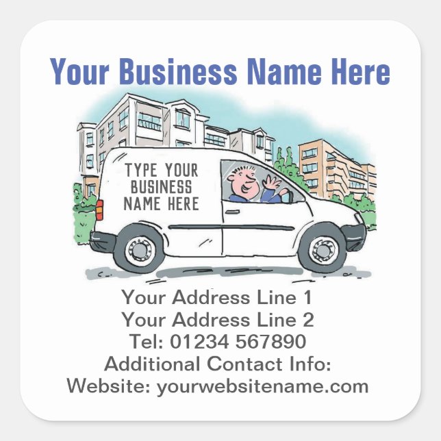 Your Business Details on a Square Sticker (Front)