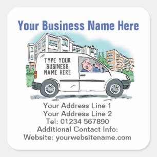 Your Business Details on a Square Sticker